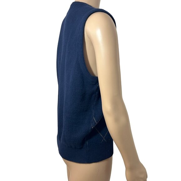 Isle Of Cotton Men’s Vintage Vest L Navy Multi Diamond Pattern Retro Golf Rugby - Picture 9 of 13